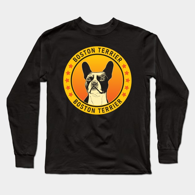 Boston Terrier Dog Portrait Long Sleeve T-Shirt by millersye